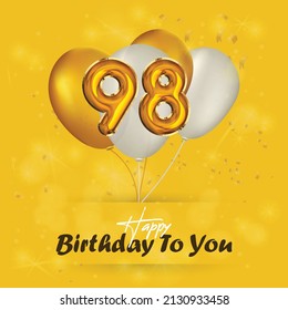 Happy 98th birthday, greeting card, vector illustration design.
