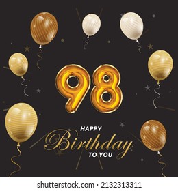 Happy 98th Birthday Greeting Card Vector Stock Vector (Royalty Free ...