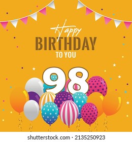 Happy  98th birthday, greeting card, vector illustration design.
