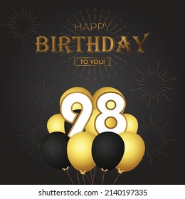 Happy 98th Birthday Greeting Card Vector Stock Vector (Royalty Free ...