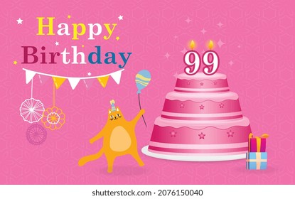 Happy 99  birthday, Greeting card, Vector illustration design.
