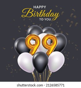 Happy 99th birthday, greeting card, vector illustration design.
