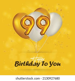 Happy 99th birthday, greeting card, vector illustration design.
