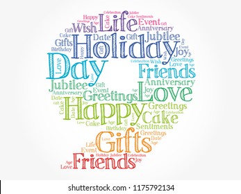 Happy 9th birthday word cloud collage concept