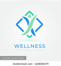 Happy abstract human shape, wellness logo/icon