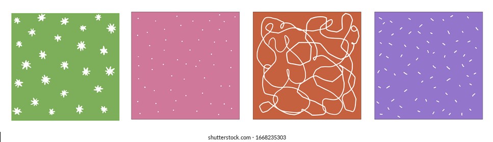 feliz conjunto abstracto de hermosos cuatro patrones. estrellas, confetti, línea continua abstracta
