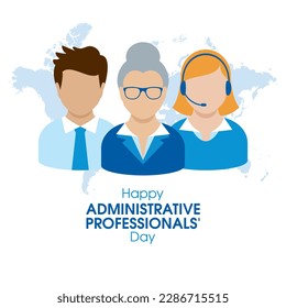 Happy Administrative Professionals' Day vector illustration. Administrative workers men and women head face vector. Office business people avatar icon set. Important day