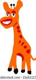 Feliz y adorable joven jirafa sonriente vector de animales aislados