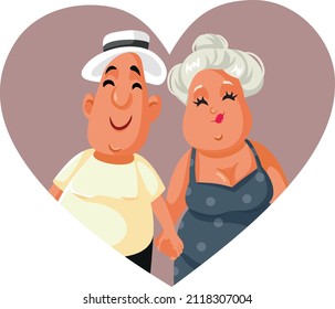 Happy Adult Couple Feeling in Love Vector Cartoon Illustration. Man and woman holding hands having a long-term successful relationship
