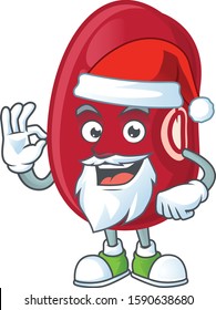 Happy adzuki beans in Santa costume mascot style