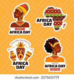 Happy Africa Day Label Flat Cartoon Hand Drawn Templates Background Illustration