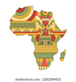 Happy Africa day. Map of Africa with national pattern. Vector ilustration.