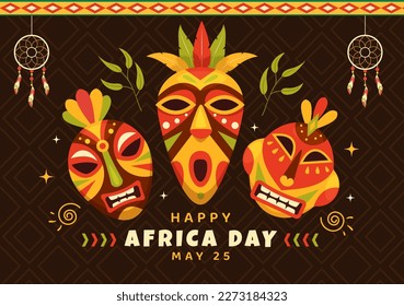 Happy Africa Day on 25 May Illustration with Culture African Tribal Figures in Flat Cartoon Hand Drawn for Web Banner or Landing Page Templates
