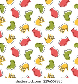 Happy Africa Day Seamless Pattern Design with Culture African Tribal Figures Decoration in Template Hand Drawn Cartoon Flat Landing Page Illustration