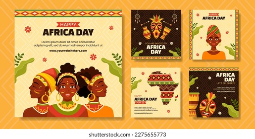 Happy Africa Day Social Media Post Flat Cartoon Hand Drawn Templates  Background Illustration