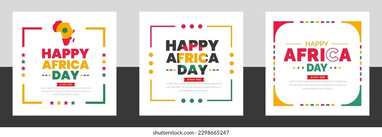 conjunto de plantillas de diseño de pancartas del post del Día de África feliz. plantilla de diseño de banner o fondo del Día de África feliz.