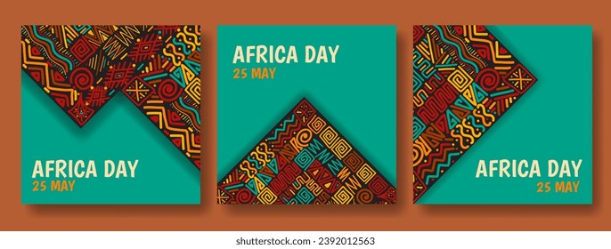 Happy Africa Day Social Media Post Flat Cartoon Hand Drawn Templates Background Illustration