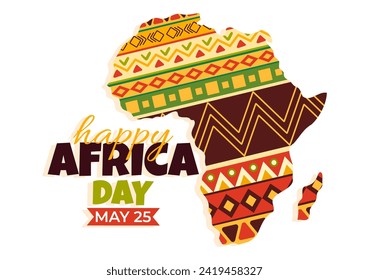 Happy Africa Day Vector Illustration on 25 May with Culture African Tribal Figures and Typical Animal in Flora and Fauna Flat Cartoon Background