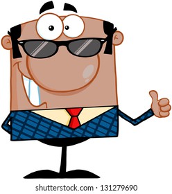 Happy African American Business Manager With Sunglasses Showing Thumbs Up