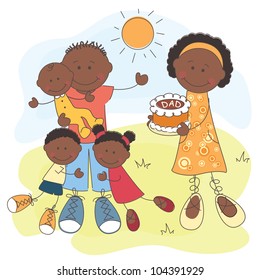 Happy African American Family