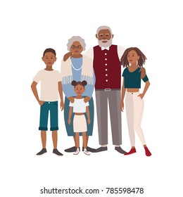 Happy African American Family Portrait Grandmother Stock Vector ...