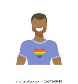 Happy african american gay  isolated on white background. Gay couple. African Valentines Day vector illustration. LGBT pride sign. Gay pride symbol. Flat design.