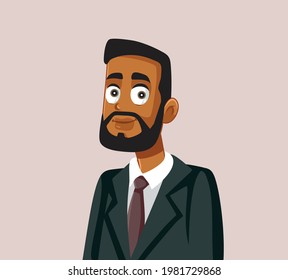 Happy African Businessman Smiling Vector Character, Afro American businessperson looking confident wearing elegant suit

