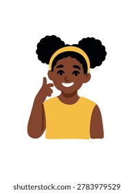 Happy African child with a joyful expression, playful concept illustration