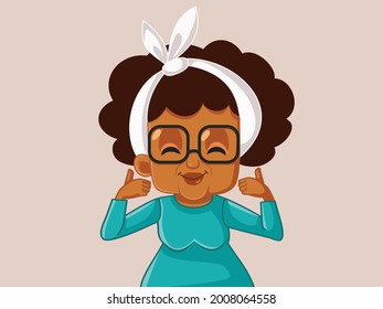 Happy African Elderly Woman Holding Thumbs Up. Senior lady showing approval feeling optimistic
