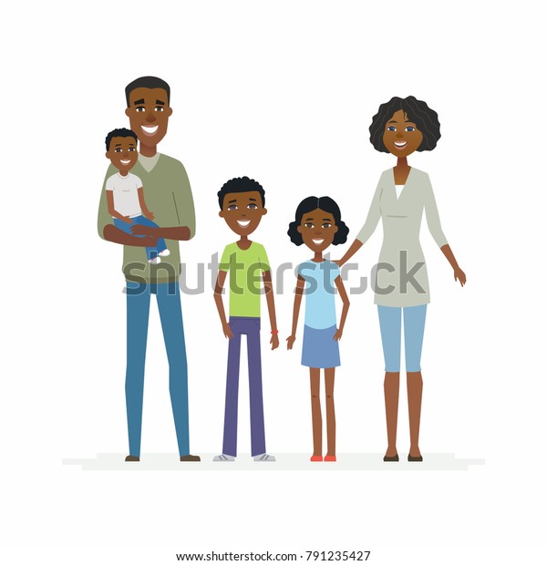 Happy African Family Cartoon People Characters Stock Vector (Royalty ...