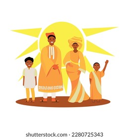 Happy African family on white background