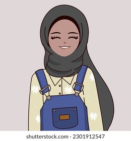 happy African muslim girl , African hijab girl with big smile