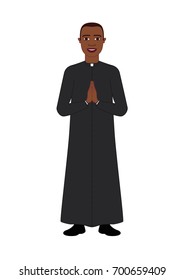 happy afro american priest praying