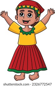 Happy Afro Girl Cartoon Colored Clipart 