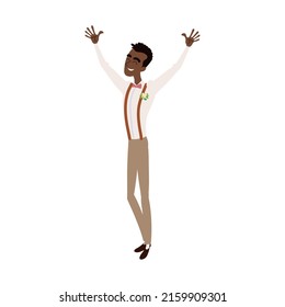 happy afro groomsman, icon isolated