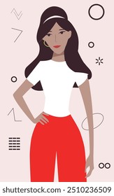 Happy afro woman dressed in swimsuit vector illustration
