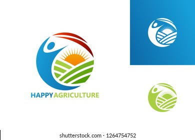 Happy Agriculture Logo Template Design Vector, Emblem, Design Concept, Creative Symbol, Icon