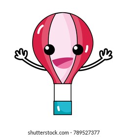 happy air balloon kawaii with arms