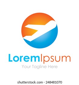 Happy airplane company plane silhouette logo graphic design icon