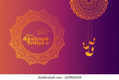 Happy Akshaya Tritiya Background Template Design with Beautiful Floral Ornament