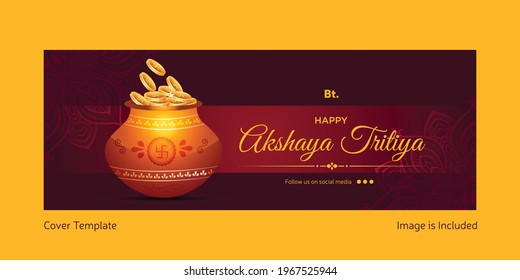 Happy Akshaya Tritiya cover template. Vector graphic illustration.