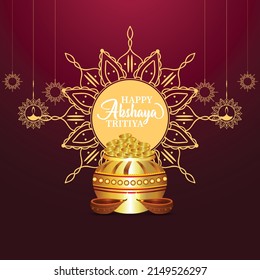 Happy akshaya tritiya creative gold coin pot 