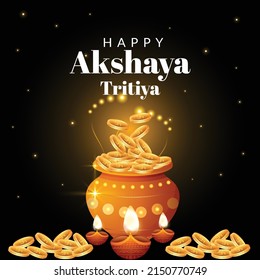 Happy Akshaya Tritiya festival celebration banner template design.