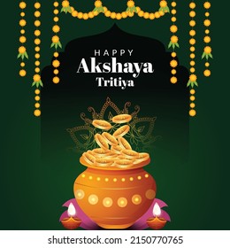 Happy Akshaya Tritiya festival celebration banner template design.