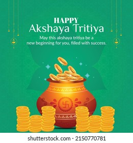 Happy Akshaya Tritiya festival celebration banner template design.