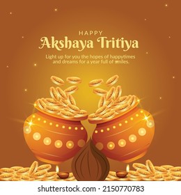 Happy Akshaya Tritiya festival celebration banner template design.