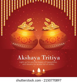 Happy Akshaya Tritiya festival celebration banner template design.