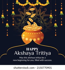 Happy Akshaya Tritiya festival celebration banner template design.