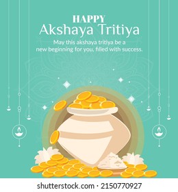 Happy Akshaya Tritiya festival celebration banner template design.