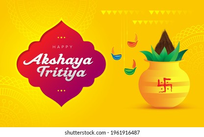 Happy Akshaya Tritiya Greeting Background Template Design Vector Illustration